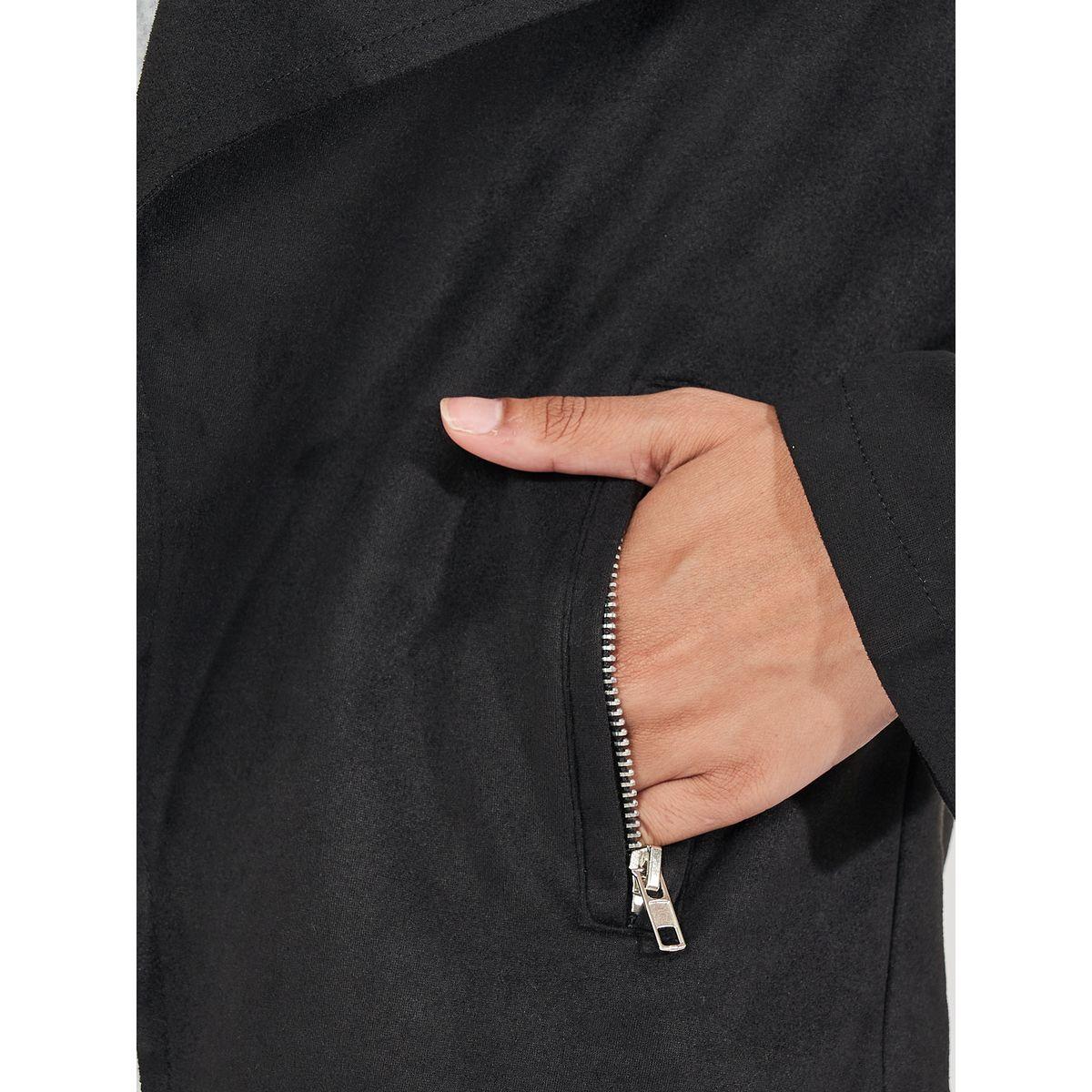 Styli Regular Fit Short Length Biker Jacket-women-winterwear-coatsandjackets-jackets-image-3