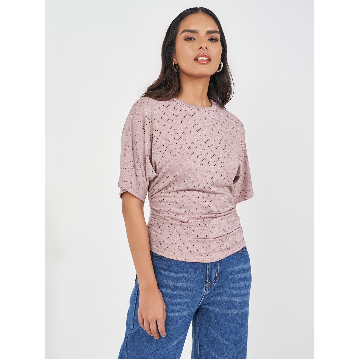 بلوزة بتفاصيل مزمومة مع أكمام مُمتدة-women-clothing-shirtsandblouses-blouses-image-4