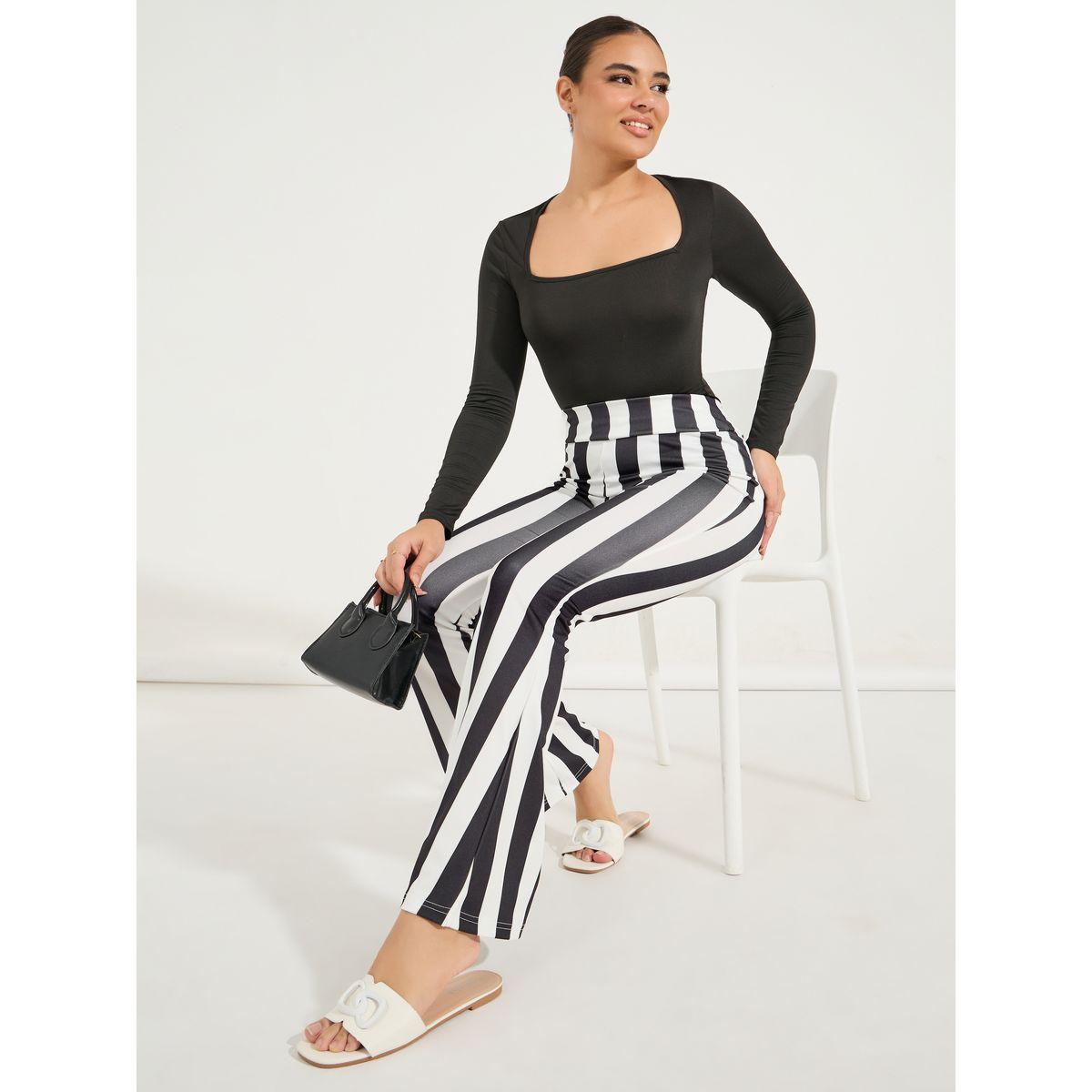 Styli Striped Flared Fit High Rise Pants-women-clothing-bottoms-trousers-image-1