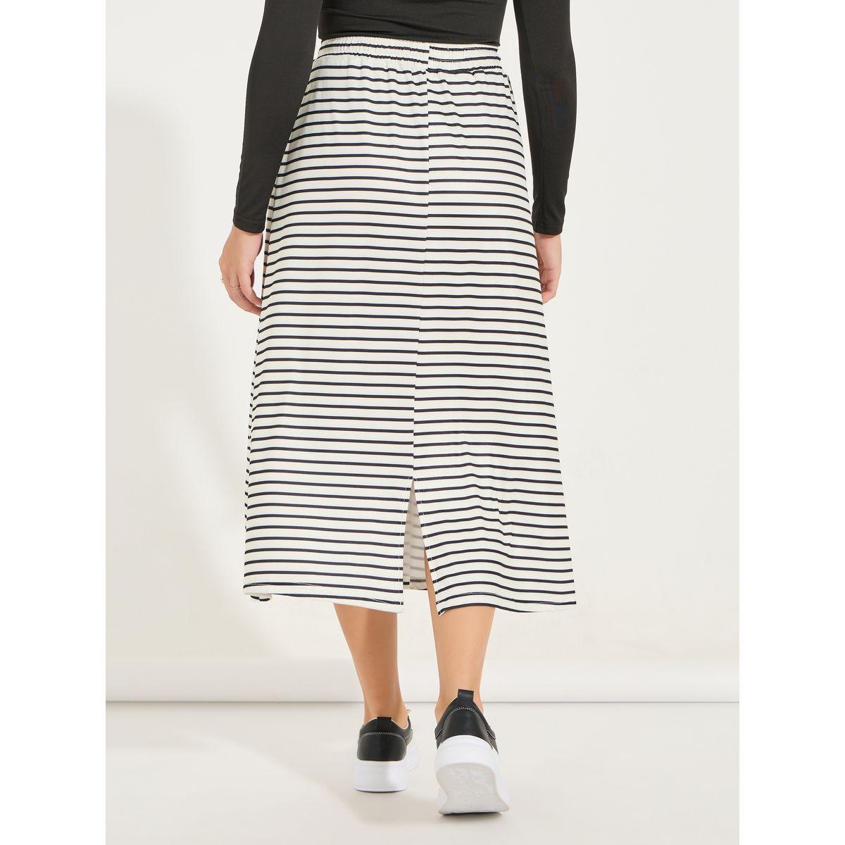 Styli Striped A-Line Midi Skirt with Elasticated Waist & Drawstring-women-clothing-bottoms-skirts-image-4