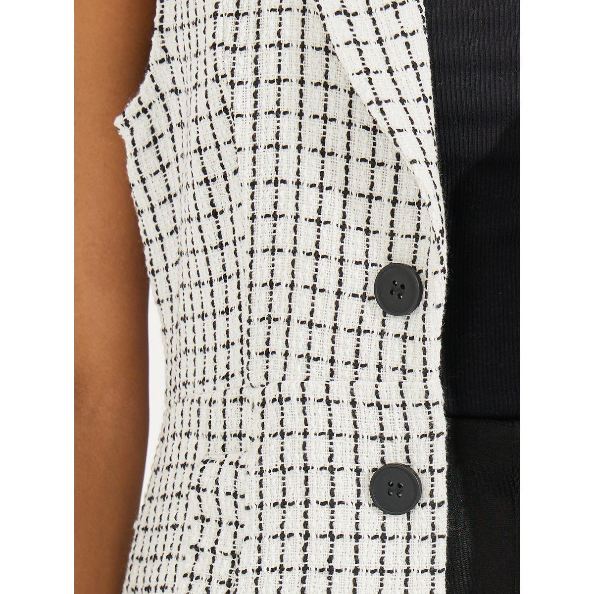Styli Tweed Check Lapel Vest Jacket-women-winterwear-coatsandjackets-jackets-image-3