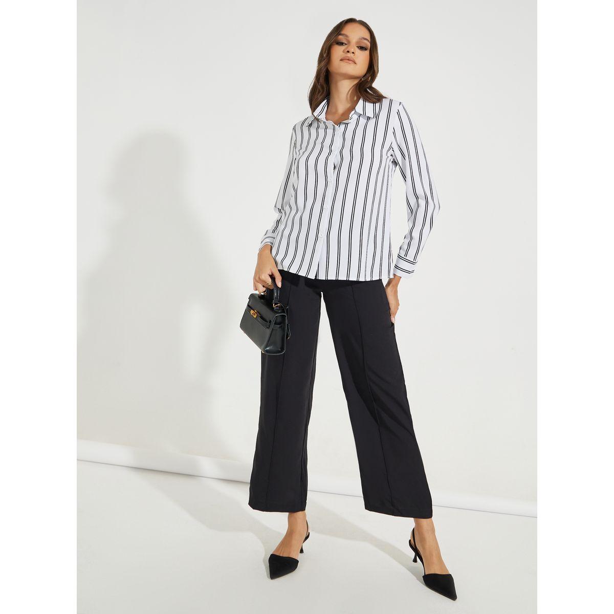 Styli Striped Button Front Casual Shirt-women-clothing-shirtsandblouses-shirts-image-2