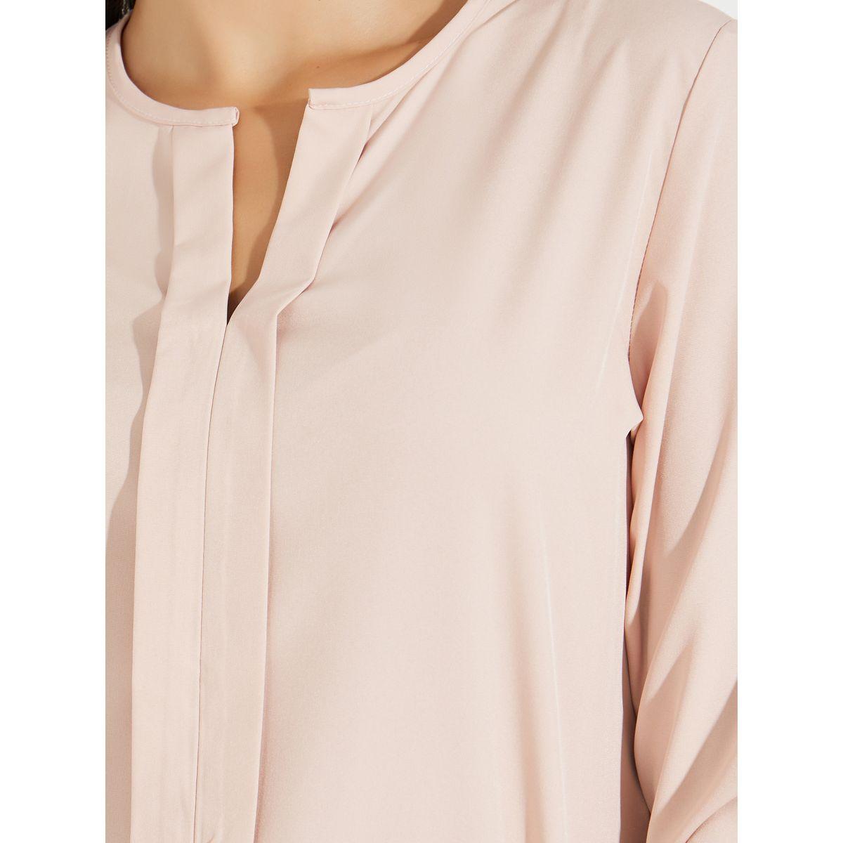 بلوزة سادة باكمام طويلة مع ياقة بشق-women-clothing-shirtsandblouses-shirts-image-2