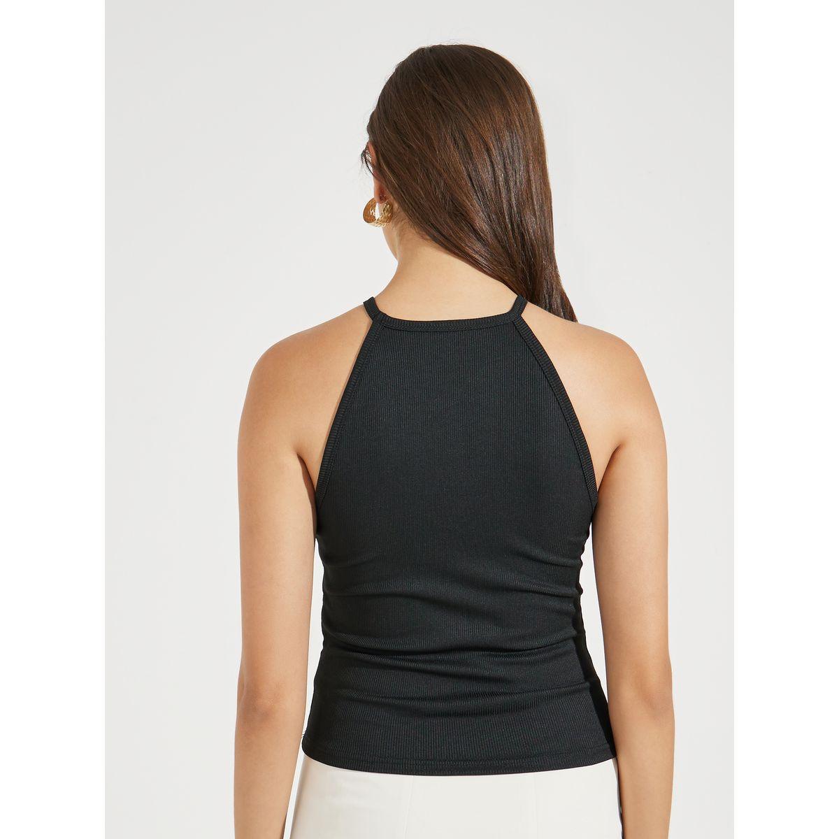 Styli Rib Halter Neck Top with Button Accent-women-clothing-shirtsandblouses-blouses-image-5
