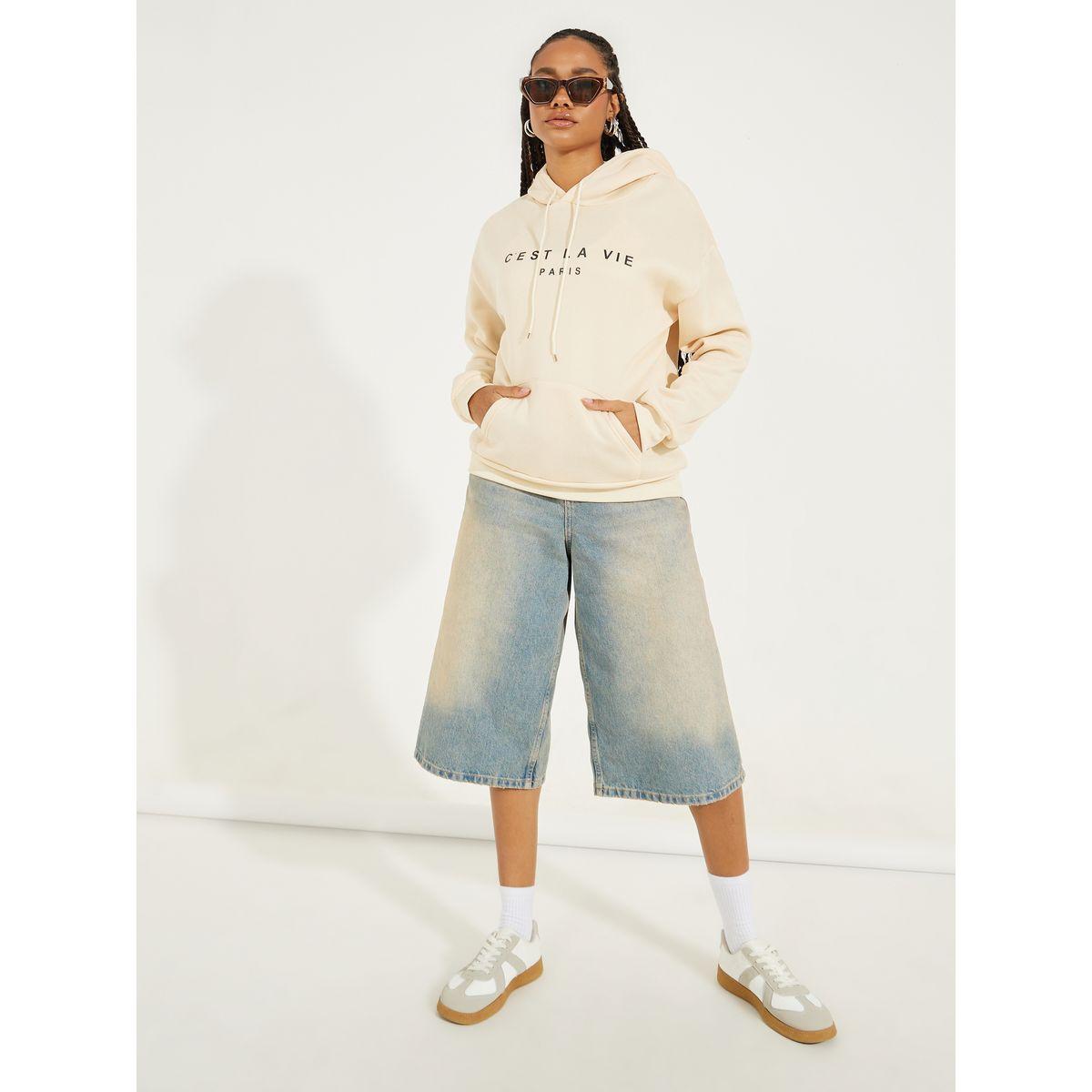 Styli Regular Fit Slogan Hoodie with Dropped Shoulder-women-clothing-hoodiesandsweatshirts-hoodies-image-2