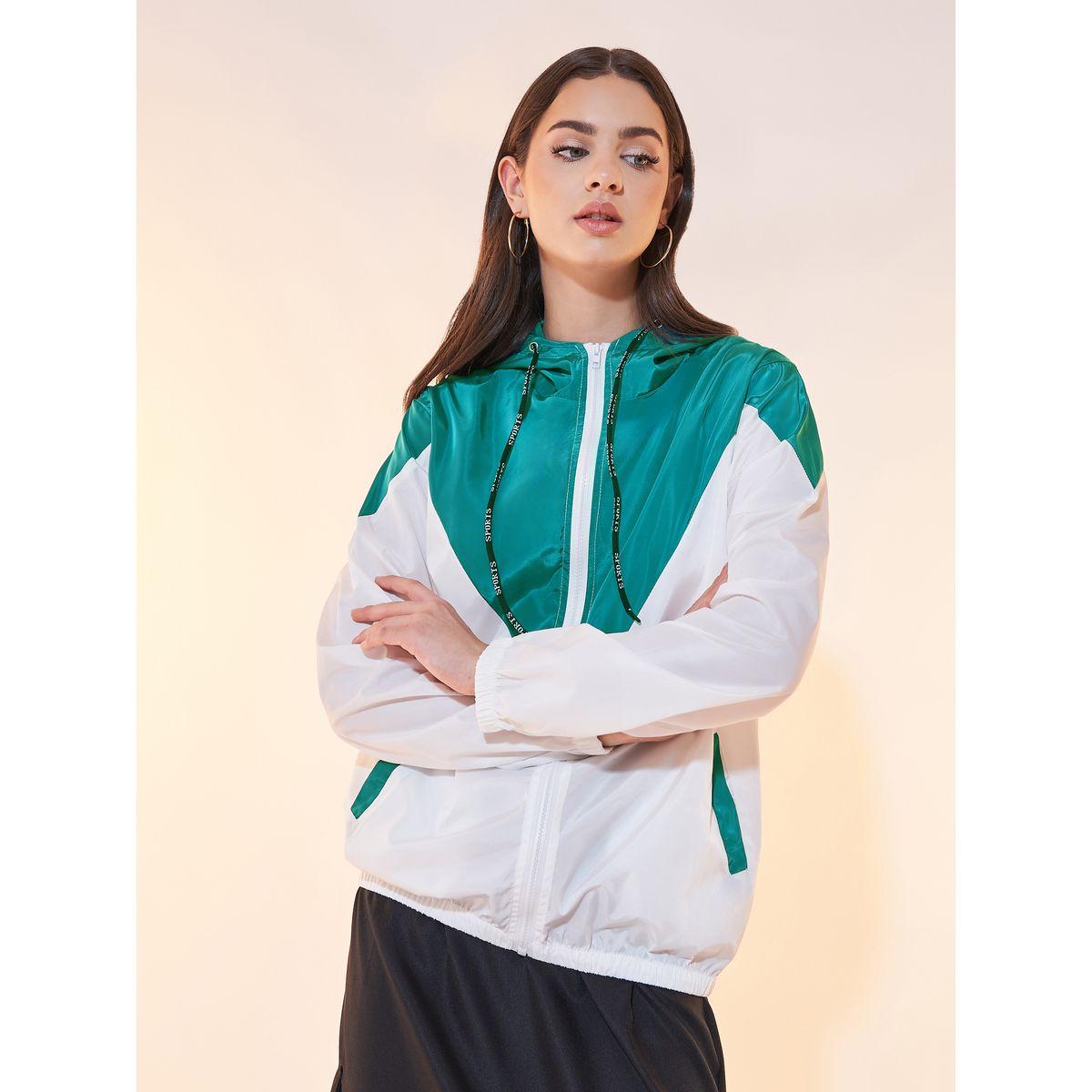 Styli Color Block Hooded Windbreaker Jacket with Pockets-women-winterwear-coatsandjackets-jackets-image-1