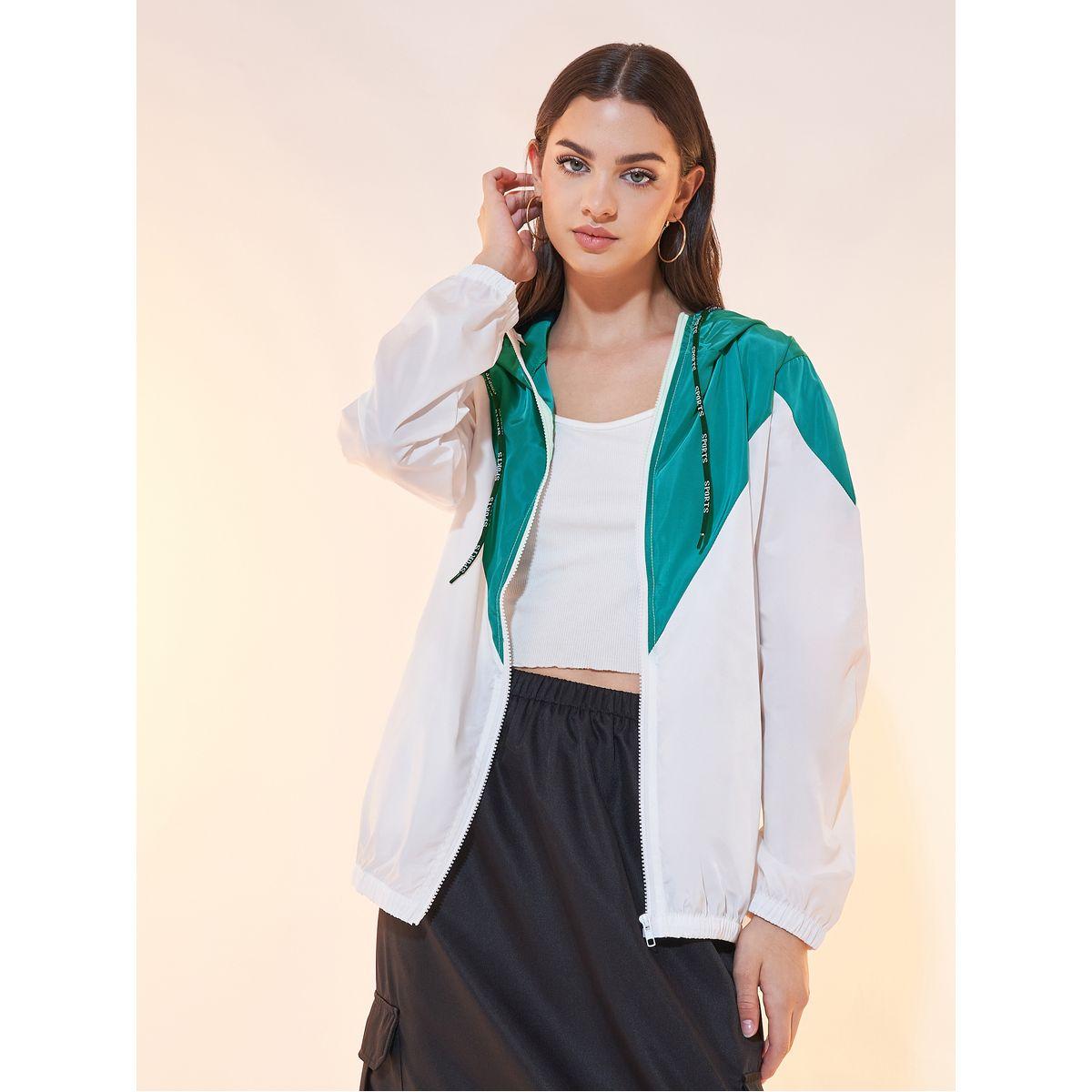 Styli Color Block Hooded Windbreaker Jacket with Pockets-women-winterwear-coatsandjackets-jackets-image-2