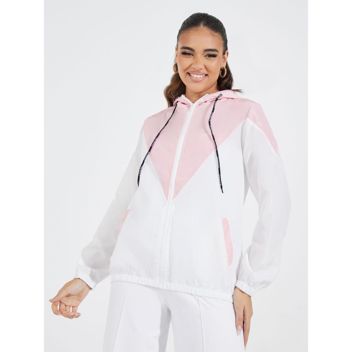 Styli Color Block Hooded Windbreaker with Pockets-women-winterwear-coatsandjackets-jackets-image-1
