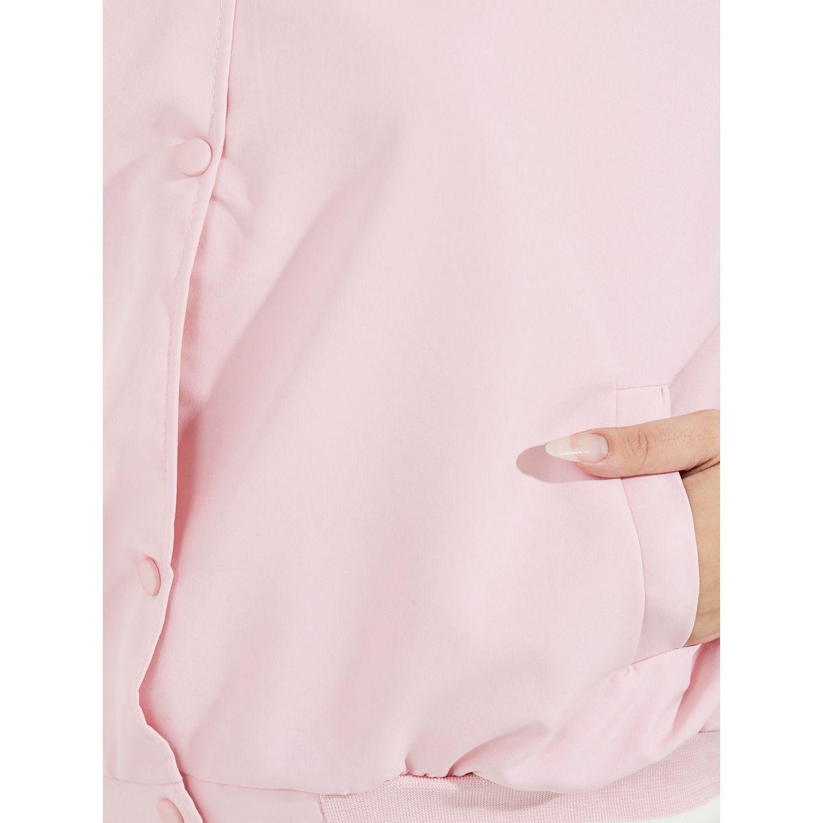 جاكيت بومبر سادة بأكمام طويلة وأكتاف منخفضة-women-winterwear-coatsandjackets-jackets-image-2