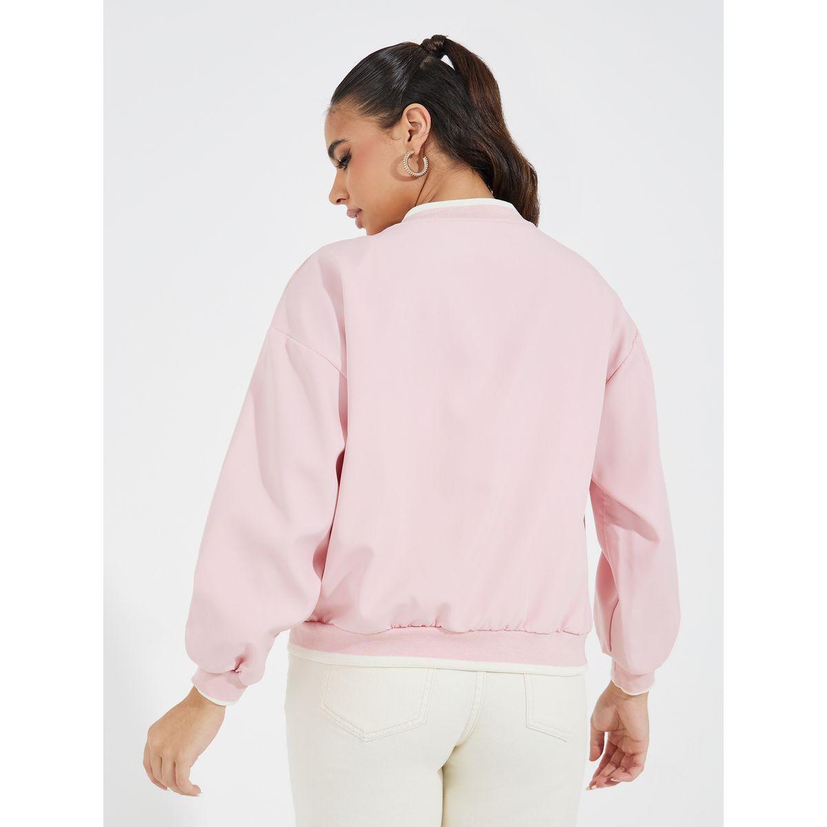 Styli Solid Long Sleeve Bomber Jacket with Dropped Shoulder-women-winterwear-coatsandjackets-jackets-image-5
