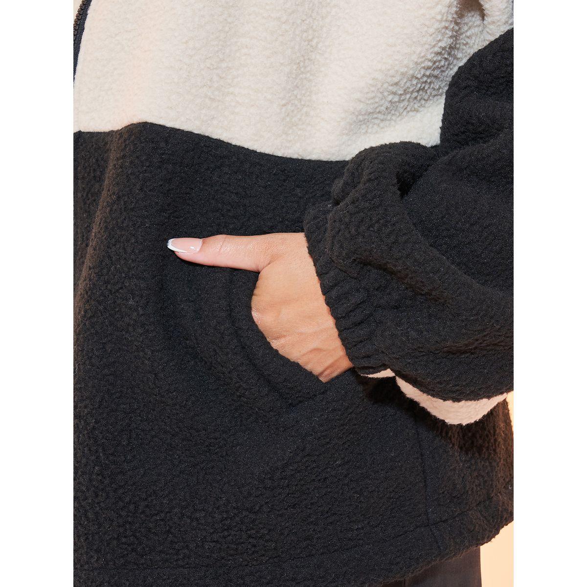 Styli Color Block Zip Up Teddy Jacket-women-winterwear-coatsandjackets-jackets-image-4