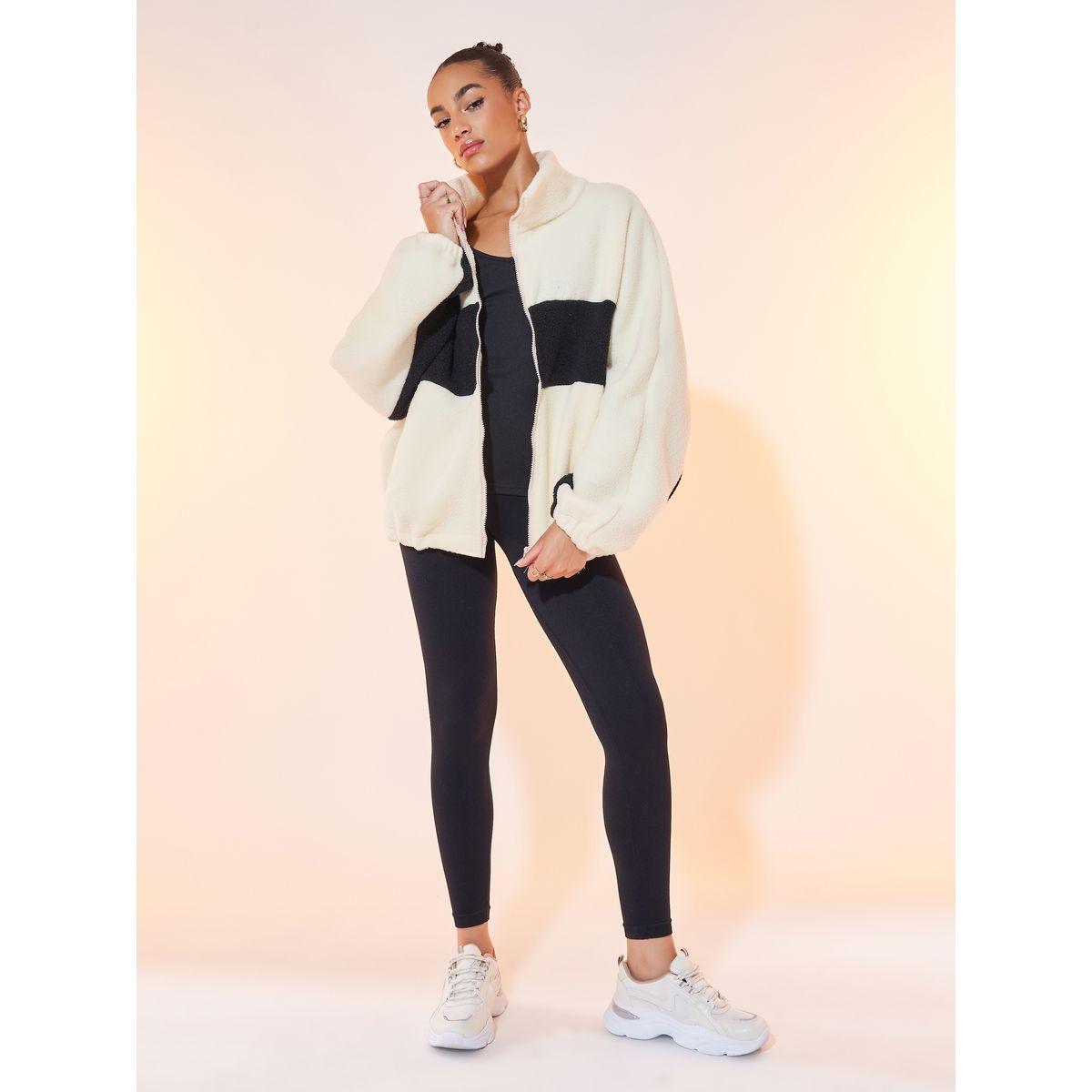 Styli Oversized Color Block Zip Up Teddy Jacket-women-winterwear-coatsandjackets-jackets-image-3