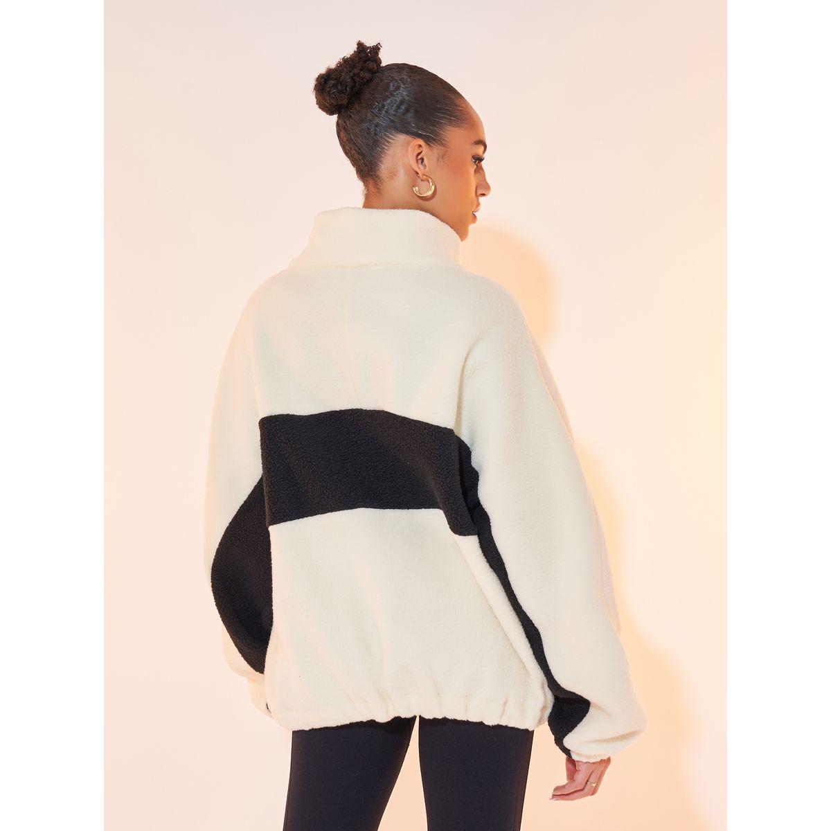Styli Oversized Color Block Zip Up Teddy Jacket-women-winterwear-coatsandjackets-jackets-image-5