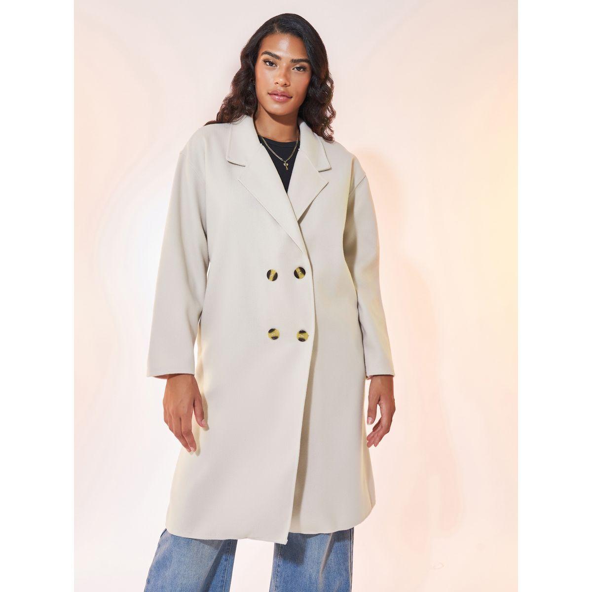Styli Double Breasted Overcoat with Notch Lapel Collar-women-winterwear-coatsandjackets-jackets-image-1