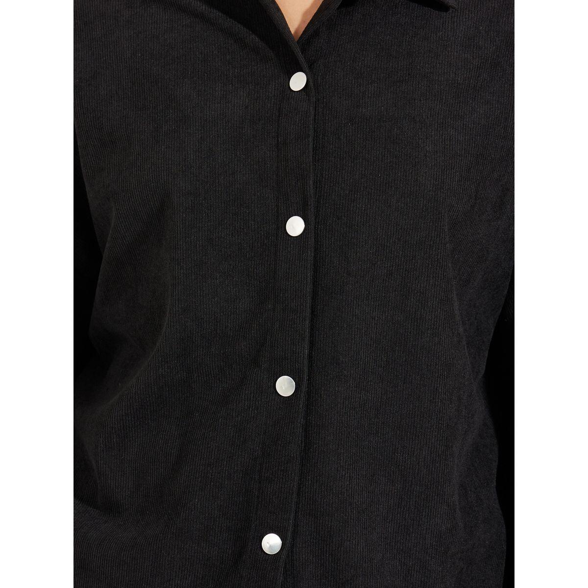 Styli Solid Corduroy Jacket with Contrast Button-women-winterwear-coatsandjackets-jackets-image-4