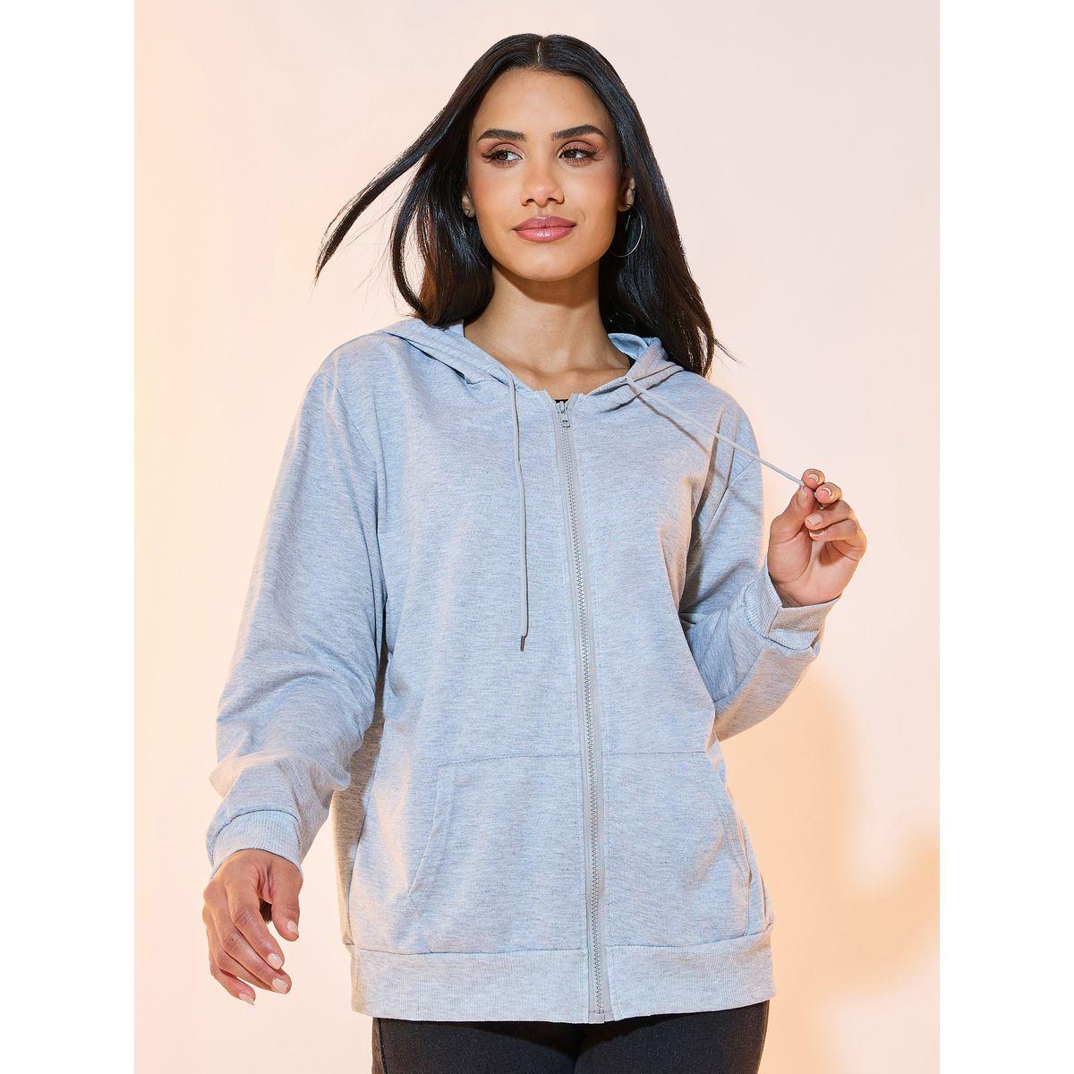 Styli Solid Zip Up Jacket with Hood-women-winterwear-coatsandjackets-jackets-image-1