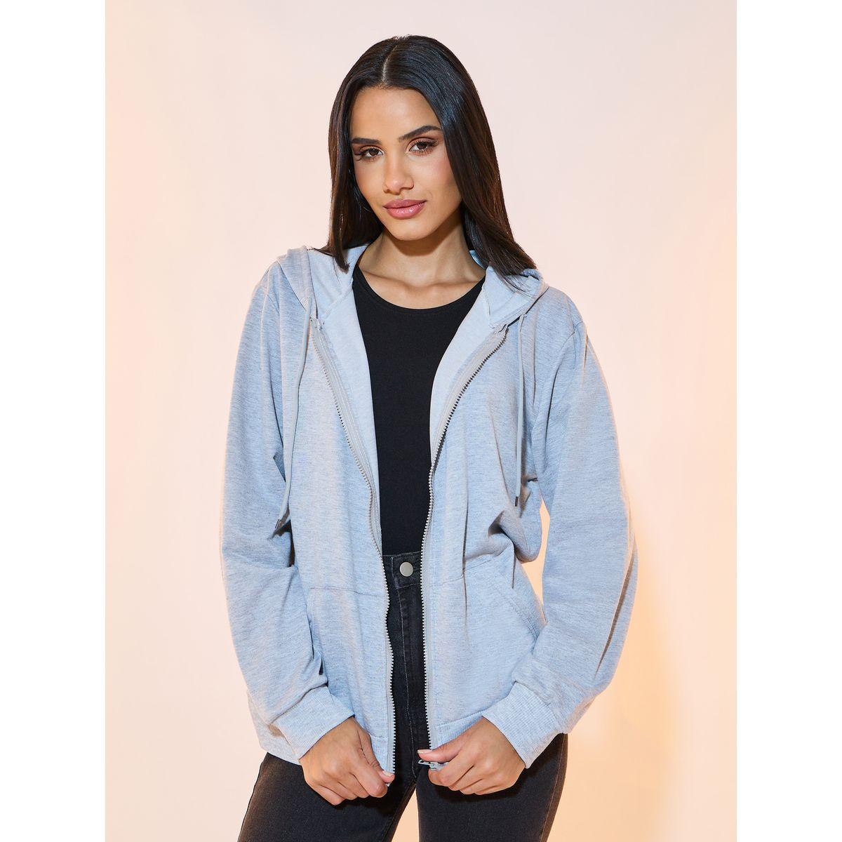 Styli Solid Zip Up Jacket with Hood-women-winterwear-coatsandjackets-jackets-image-2