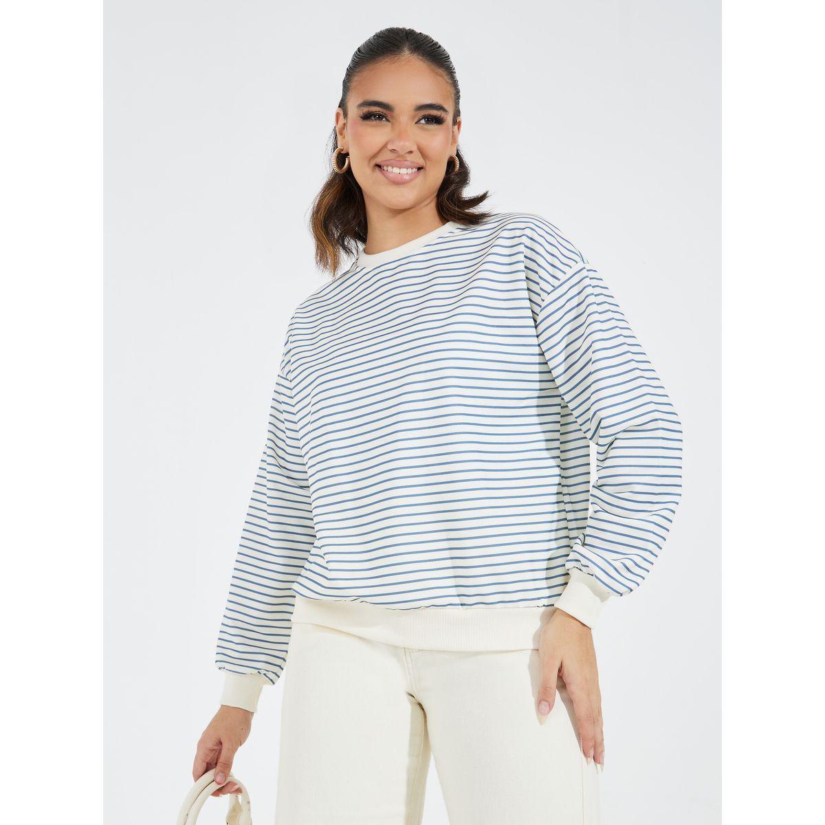 سويت شيرت مخطط بأكمام طويلة-women-winterwear-hoodiesandsweatshirts-sweatshirts-image-1