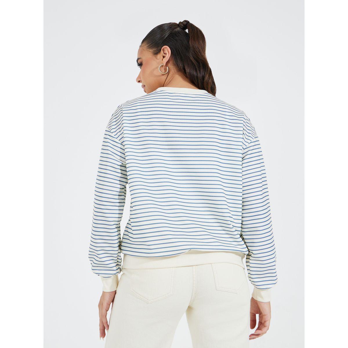 Styli Striped Sweatshirt with Dropped Shoulder-women-winterwear-hoodiesandsweatshirts-sweatshirts-image-4
