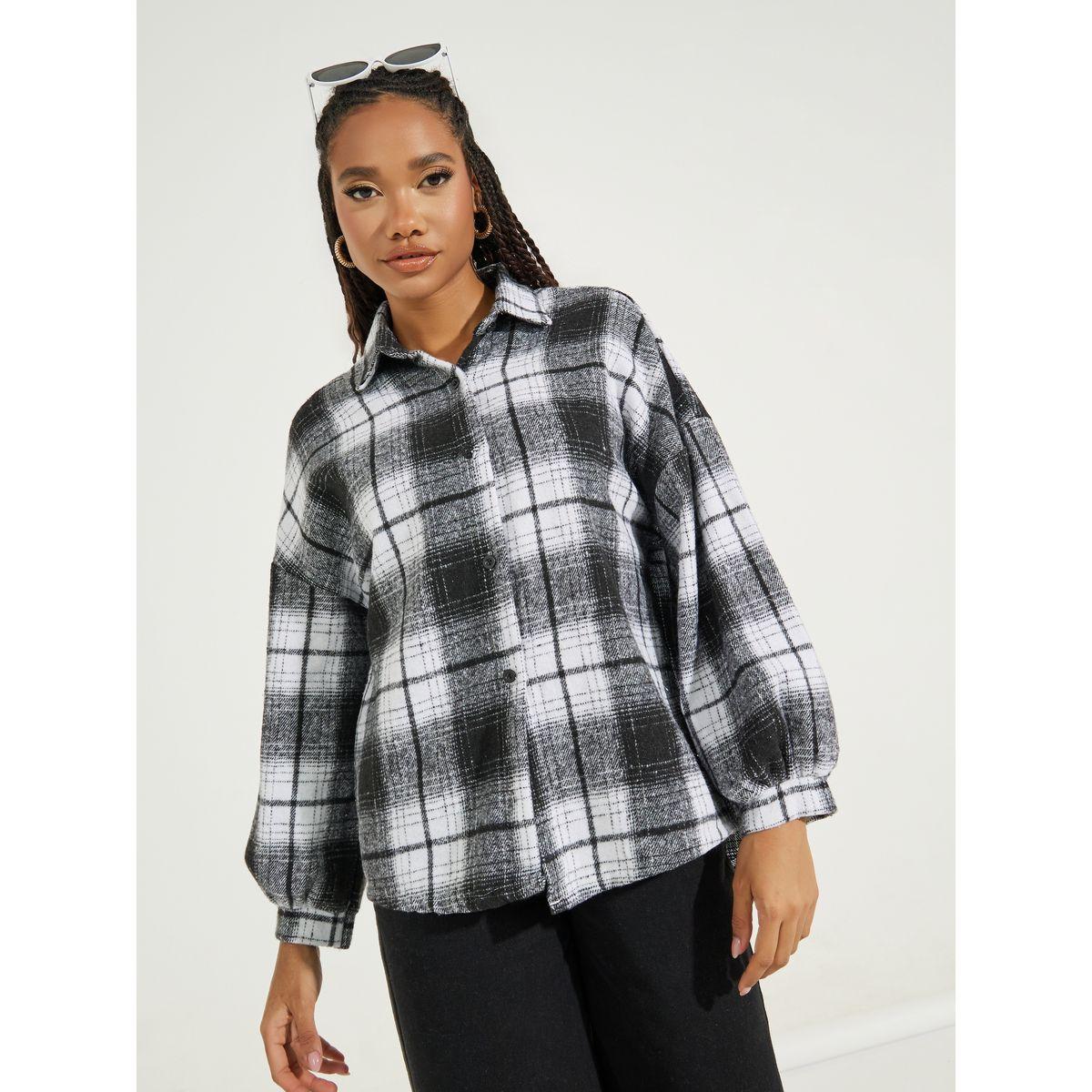 Styli Single Breasted Plaid Lapel Wool Jacket-women-winterwear-coatsandjackets-jackets-image-3
