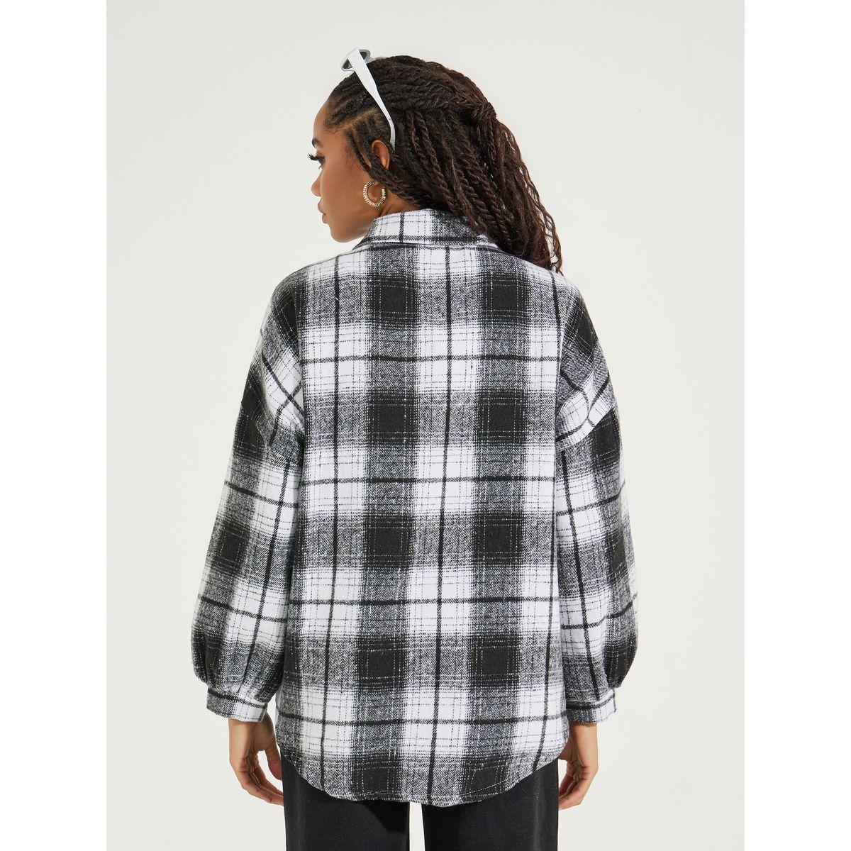 Styli Single Breasted Plaid Lapel Wool Jacket-women-winterwear-coatsandjackets-jackets-image-4