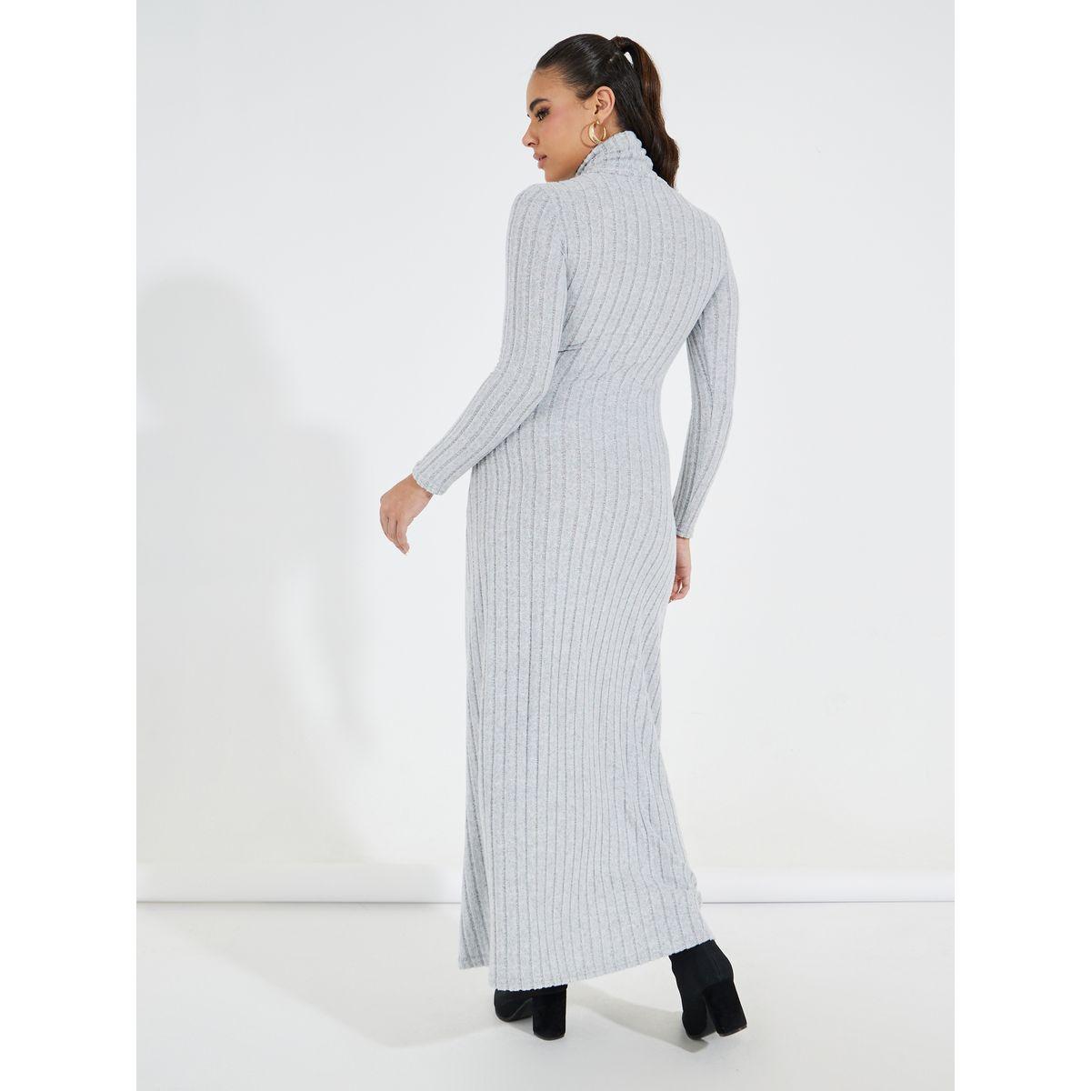 Styli Rib Turtle Neck Solid Maxi Dress-women-clothing-dresses-image-4