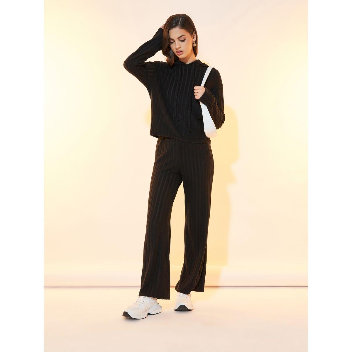 Styli Ribbed Knit Dropped Shoulder Hoodie & Pants Co-Ords-women-clothing-coordsets-image-5