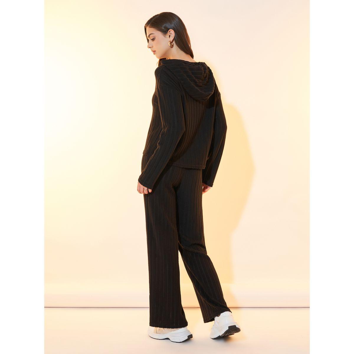Styli Ribbed Knit Dropped Shoulder Hoodie & Pants Co-Ords-women-clothing-coordsets-image-6