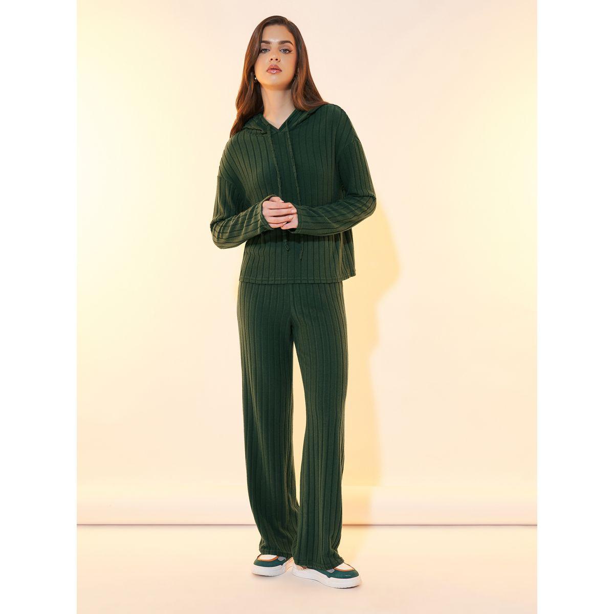 Styli Ribbed Knit Dropped Shoulder Hoodie & Pants Co-Ords-women-clothing-coordsets-image-1