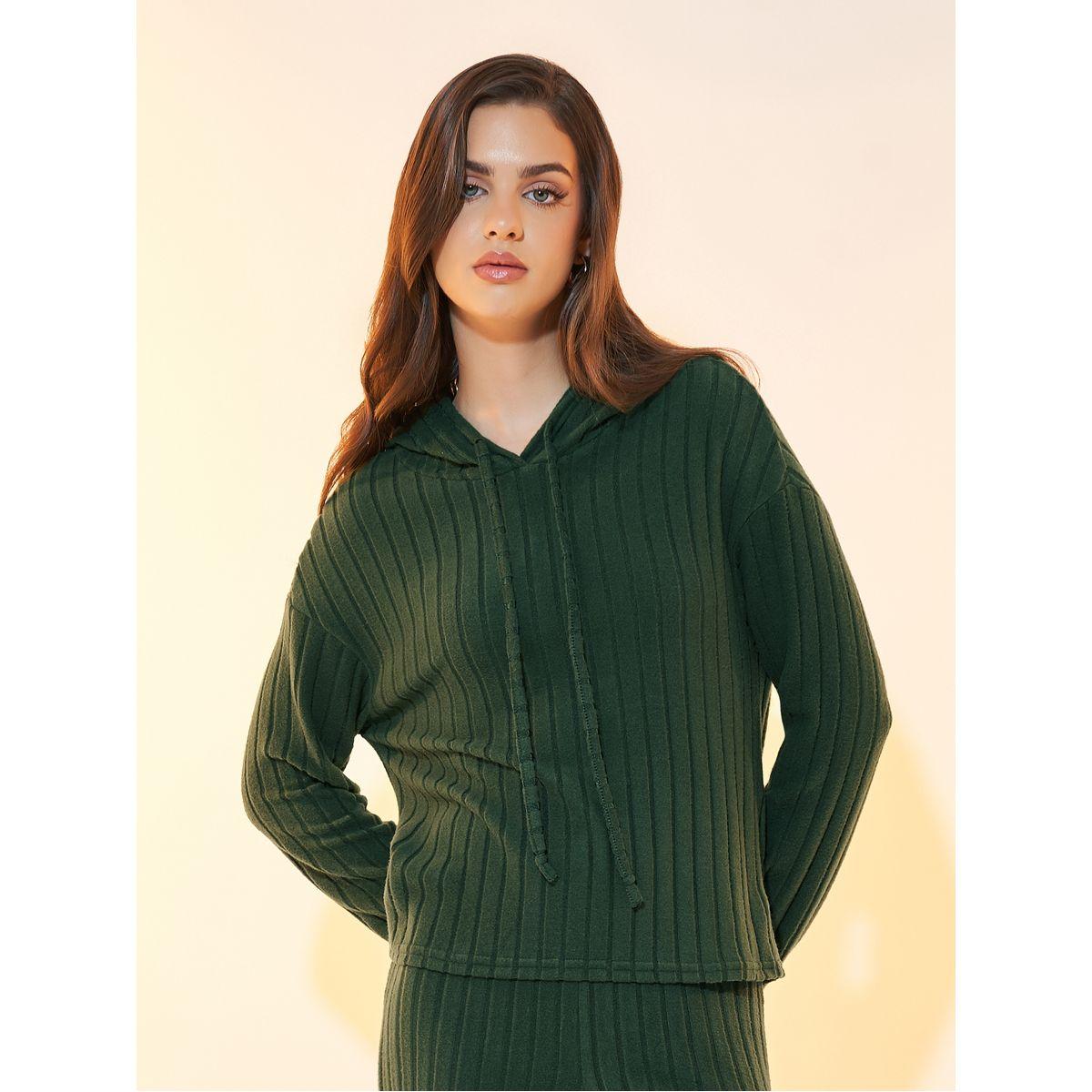 Styli Ribbed Knit Dropped Shoulder Hoodie & Pants Co-Ords-women-clothing-coordsets-image-2