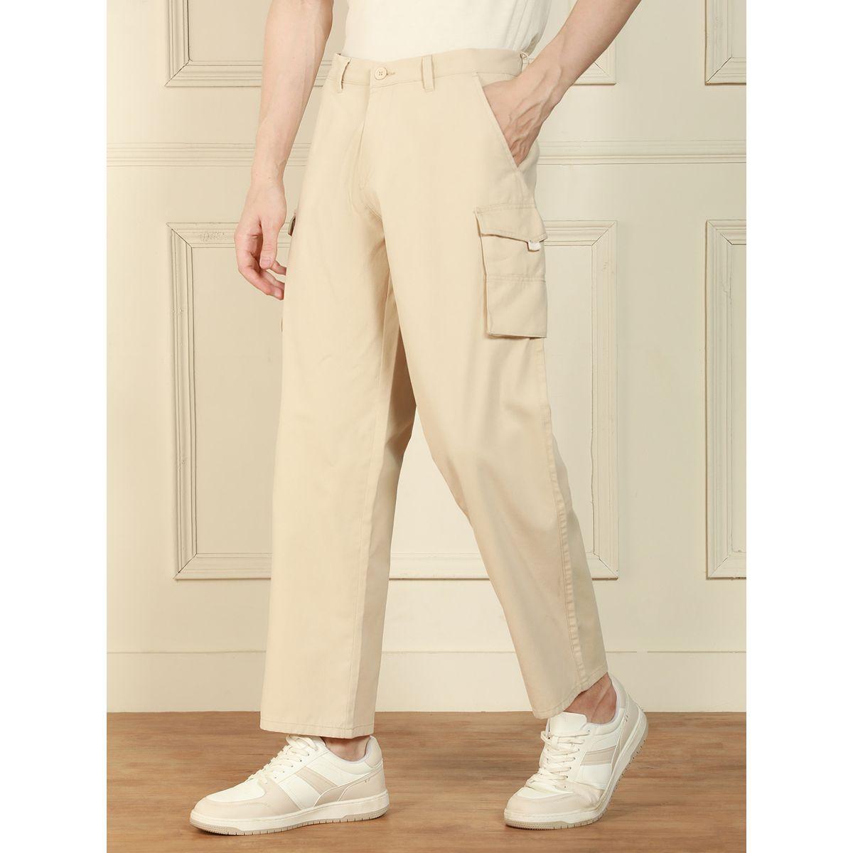 بنطال كارجو ليكرا سادة بقصة مريحة دينيس لينجو × ستايلي-men-clothing-bottoms-trousersandchinos-trousers-image-1