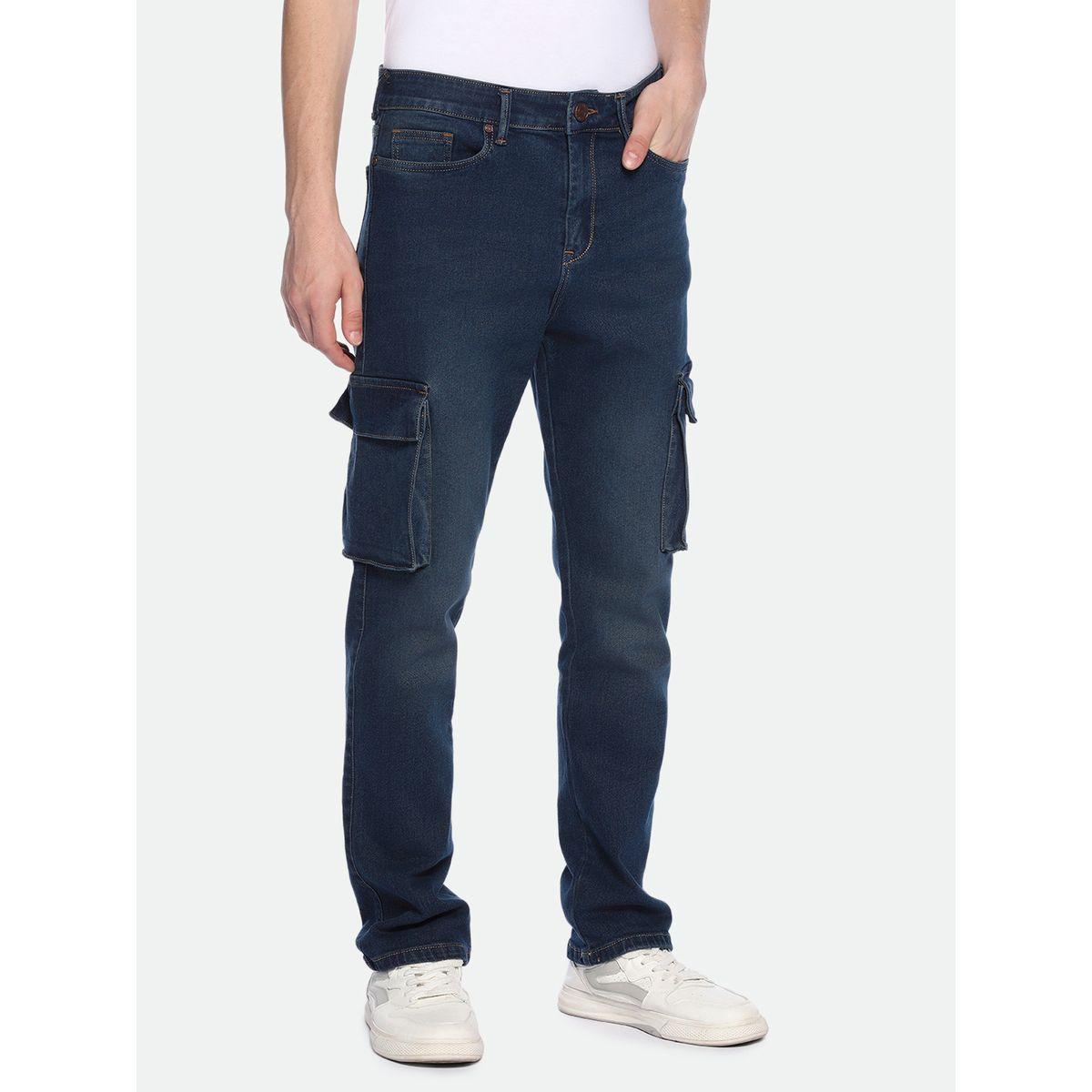 جينز كارجو بقصة مستقيمة وتفاصيل مشطوفة دينيس لينجو × ستايلي-men-clothing-bottoms-jeans-image-1
