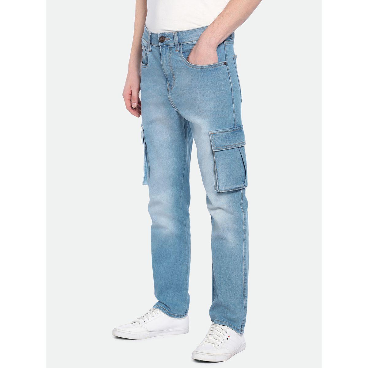 جينز سادة بنمط كارجو وقصة مستقيمة دينيس لينجو × ستايلي-men-clothing-bottoms-jeans-image-1