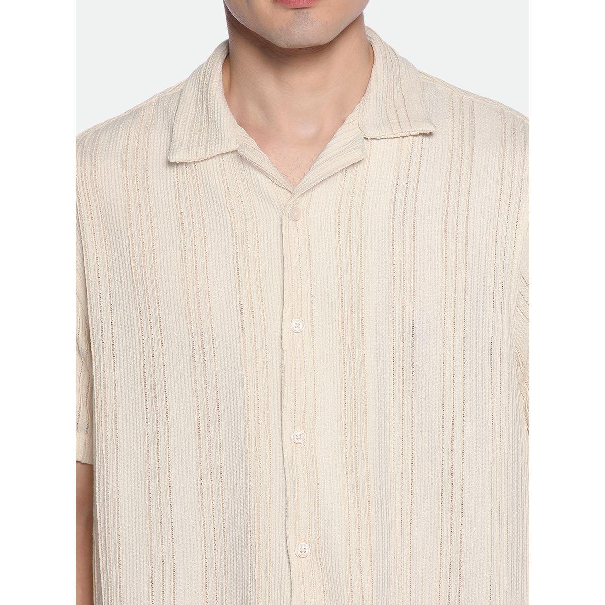 قميص بتفاصيل بارزة الملمس وياقة كوبان دينيس لينجو × ستايلي-men-clothing-shirts-image-2