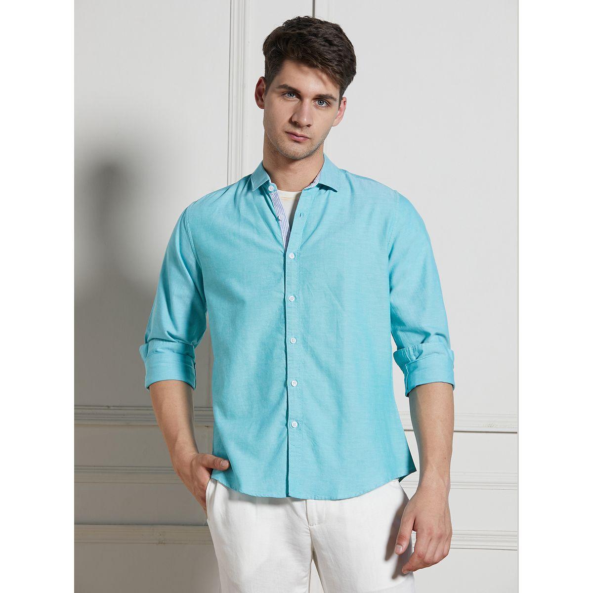 قميص قطن كاجوال بياقة رفيعة دينيس لينجو × ستايلي-men-clothing-shirts-image-1