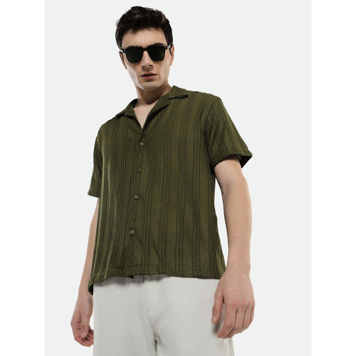 قميص كاجوال بياقة كوبان وتفاصيل بارزة الملمس دينيس لينجو × ستايلي-men-clothing-shirts-image-1