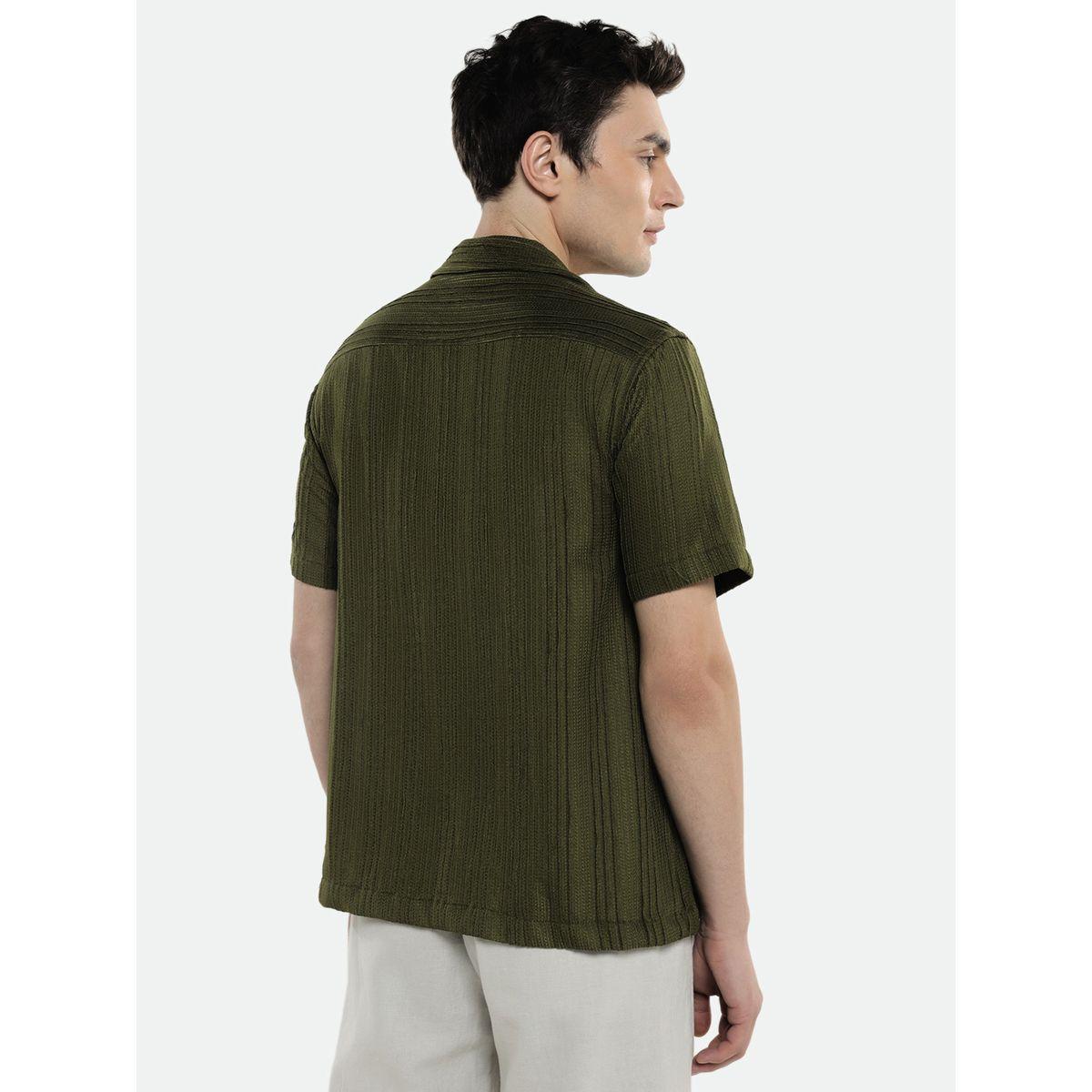 قميص كاجوال بياقة كوبان وتفاصيل بارزة الملمس دينيس لينجو × ستايلي-men-clothing-shirts-image-2