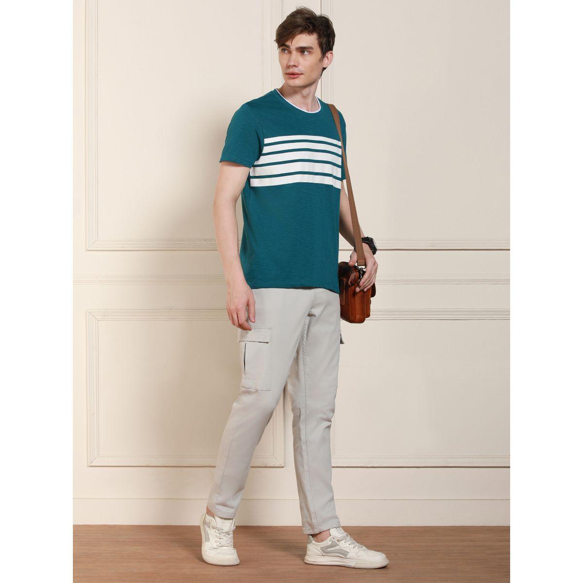 تيشيرت بتداخلات مخططة مع ياقة دائرية دينيس لينجو × ستايلي-men-clothing-tshirtsandpolos-tshirts-image-5