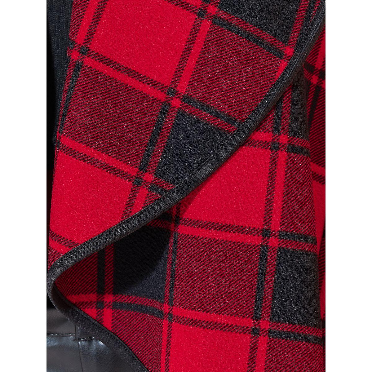 Styli Plaid Print Waterfall Collar Open Front Vest-women-winterwear-coatsandjackets-jackets-image-3