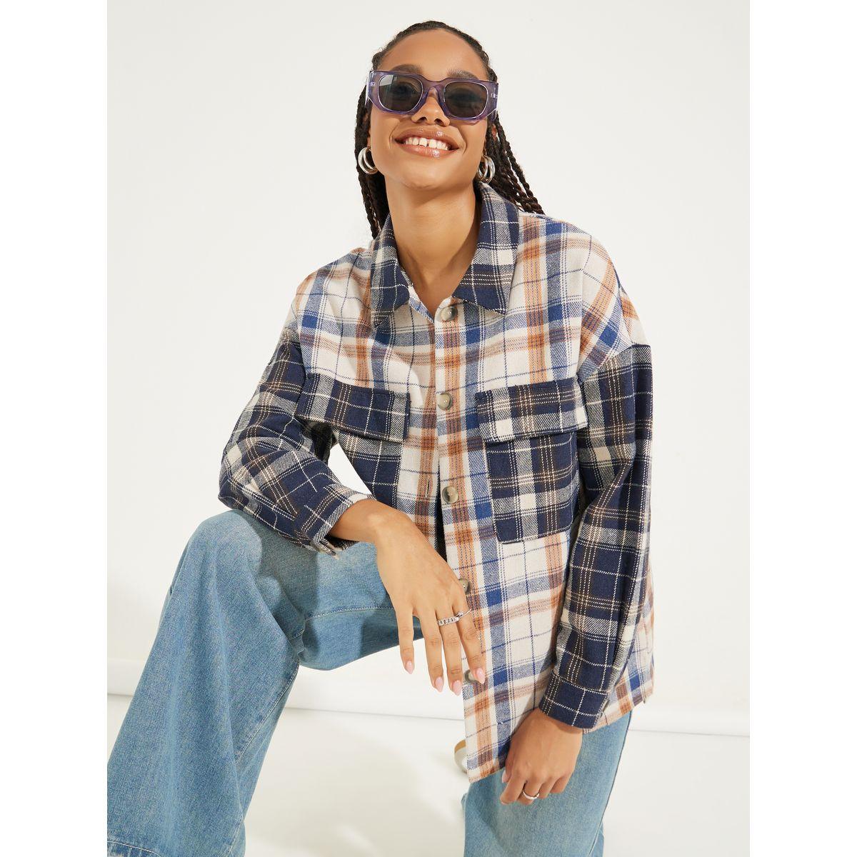 جاكيت صوف بنمط مربعات وصف ازرار للغلق-women-winterwear-coatsandjackets-jackets-image-6