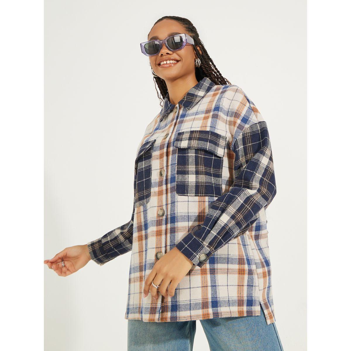 جاكيت صوف بنمط مربعات وصف ازرار للغلق-women-winterwear-coatsandjackets-jackets-image-3