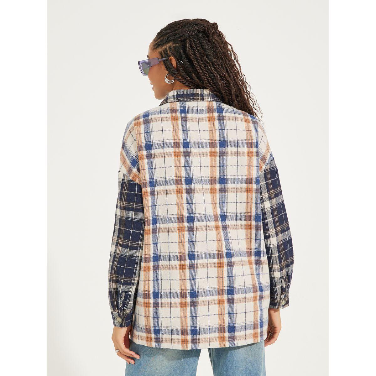 جاكيت صوف بنمط مربعات وصف ازرار للغلق-women-winterwear-coatsandjackets-jackets-image-1