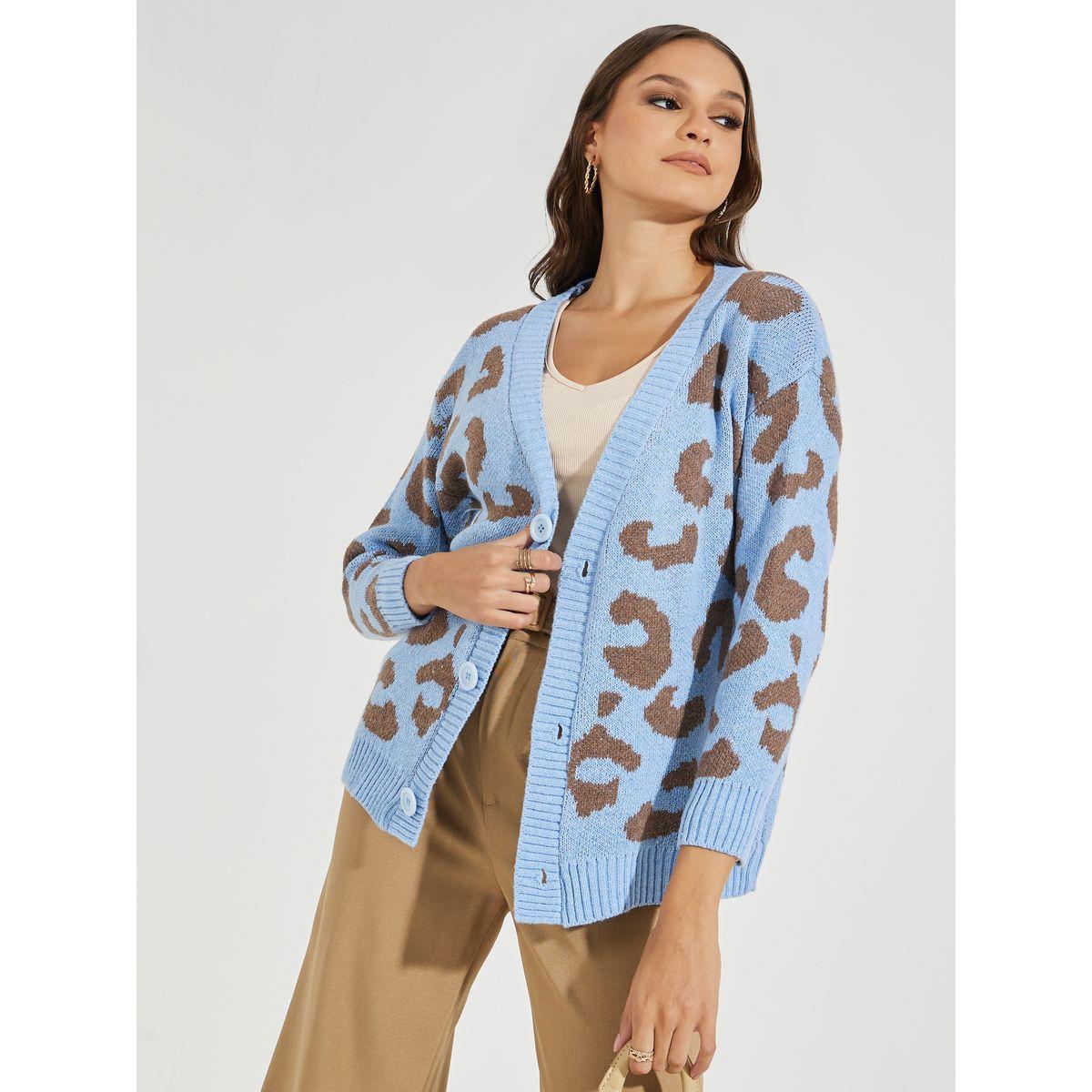 Styli Leopard Pattern Relaxed Fit Cardigan-women-clothing-cardigansandjumpers-jumpers-image-1