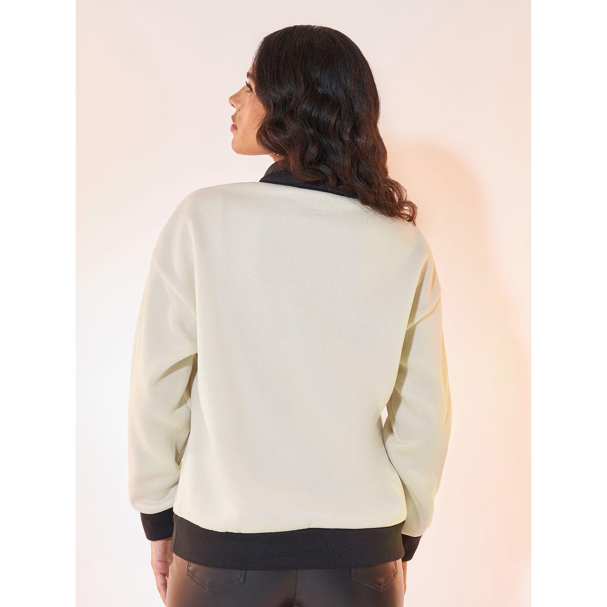 Styli Contrast Zip Sweatshirt with Dropped Shoulder-women-winterwear-hoodiesandsweatshirts-sweatshirts-image-4