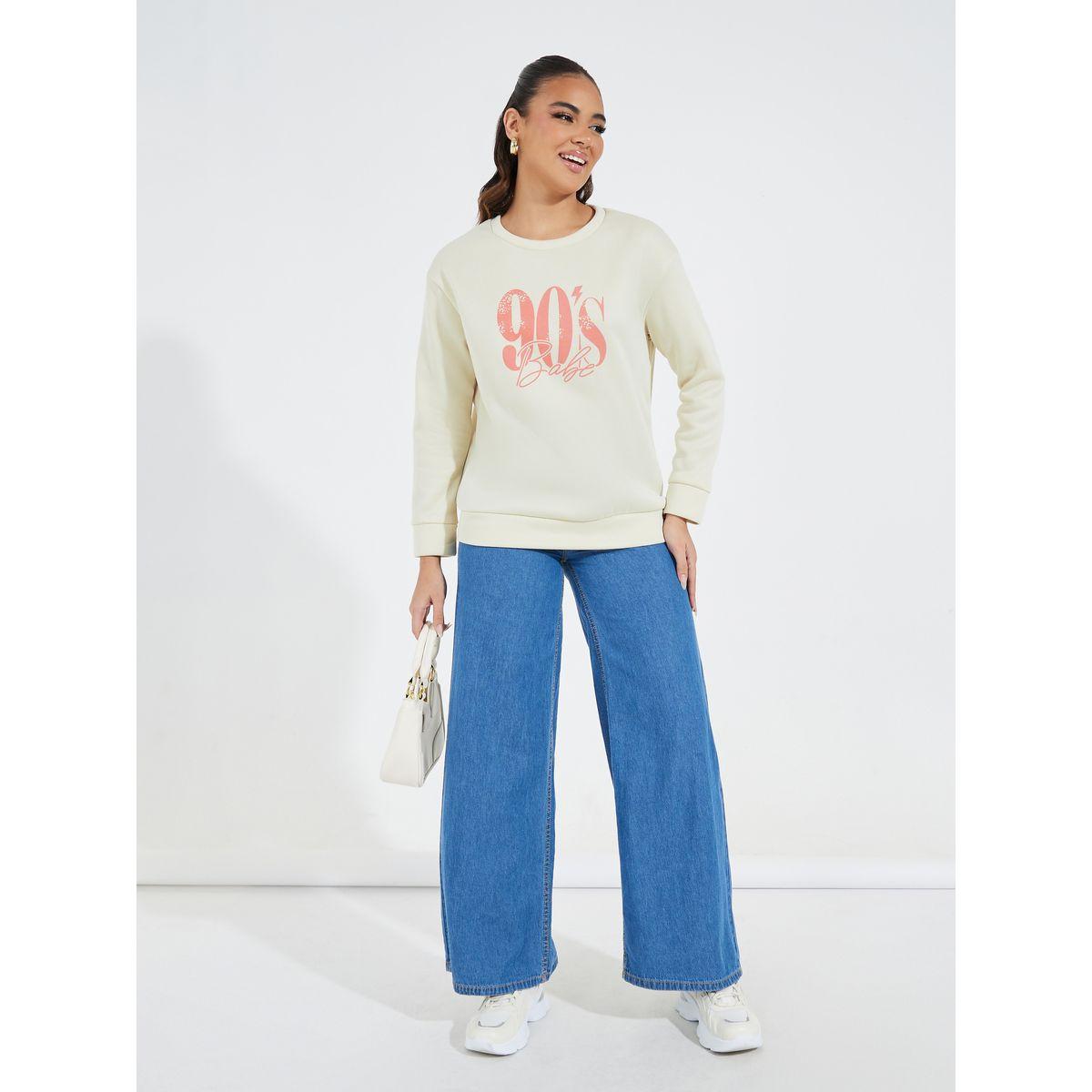 سويت شيرت بطبعة جرافيك مع أكتاف منخفضة-women-winterwear-hoodiesandsweatshirts-sweatshirts-image-2