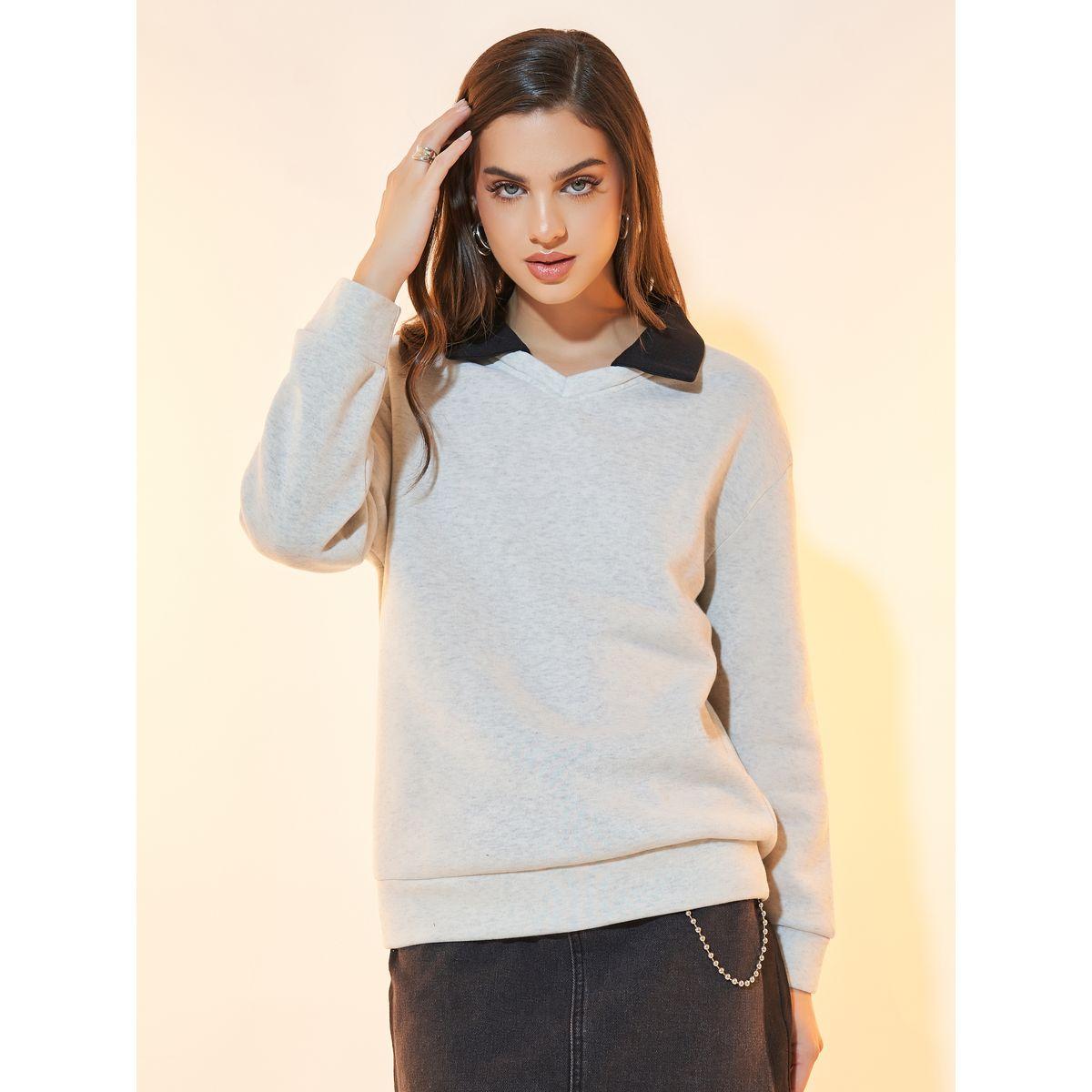 Styli Regular Fit Contrast Collar Sweatshirt-women-winterwear-hoodiesandsweatshirts-sweatshirts-image-1