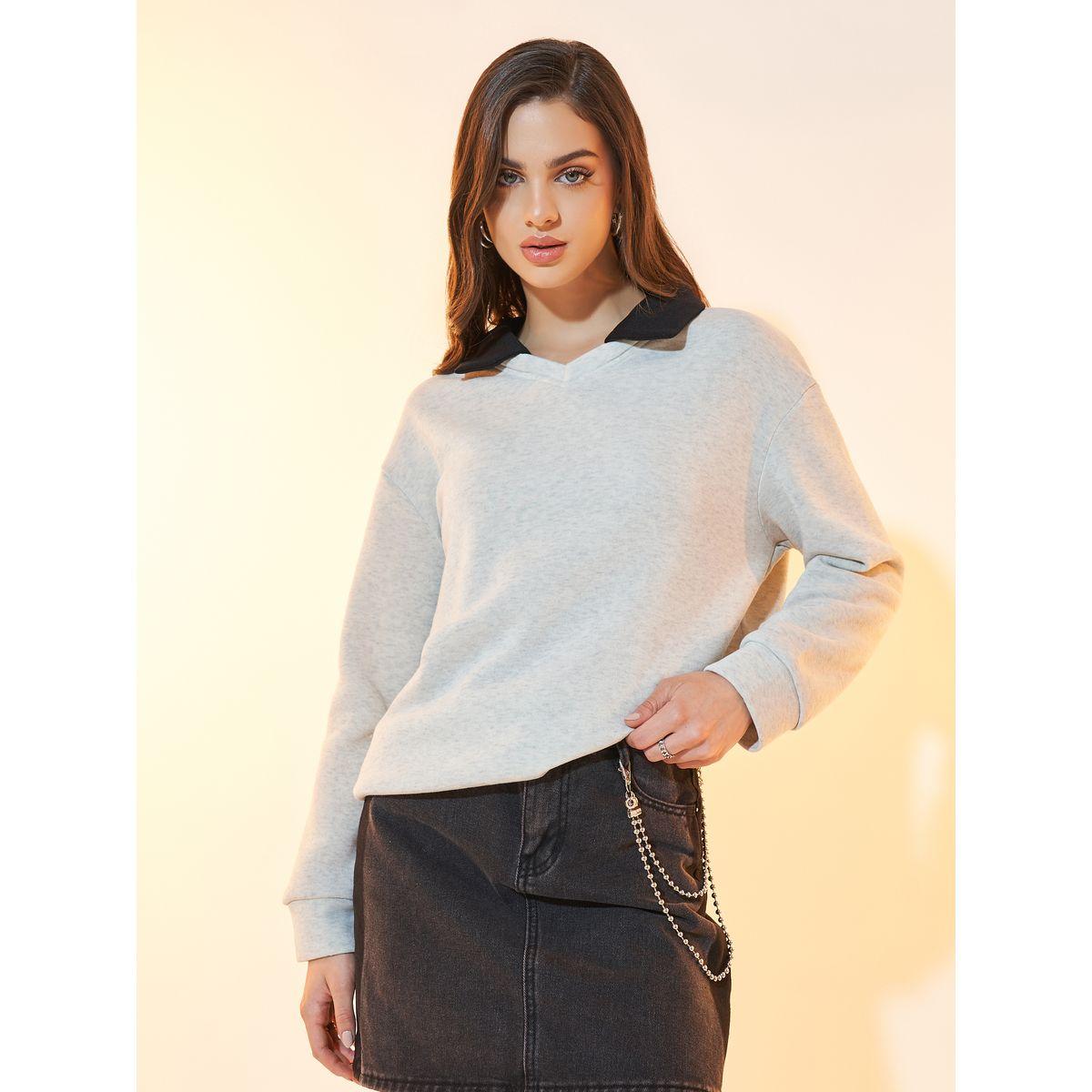 Styli Regular Fit Contrast Collar Sweatshirt-women-winterwear-hoodiesandsweatshirts-sweatshirts-image-4