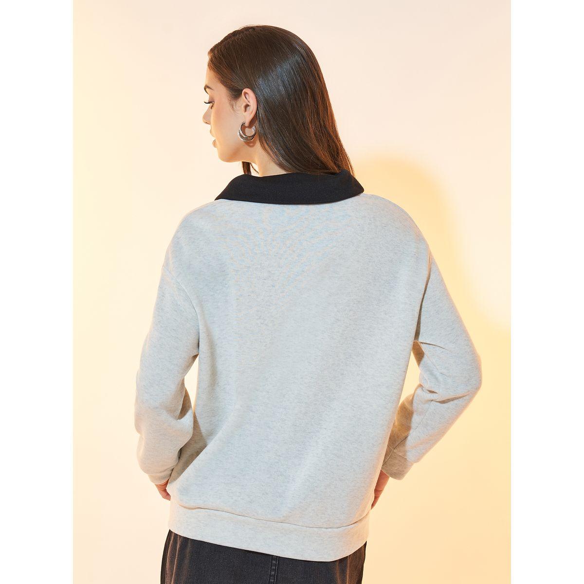 Styli Regular Fit Contrast Collar Sweatshirt-women-winterwear-hoodiesandsweatshirts-sweatshirts-image-5