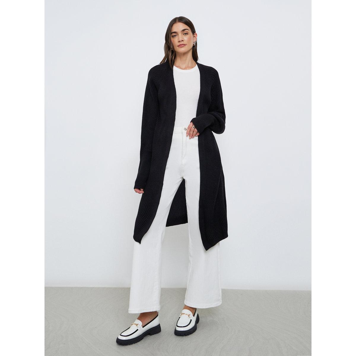 Styli Women Elegant Longline Black Cardigan-women-winterwear-cardigansandjumpers-jumpers-image-2