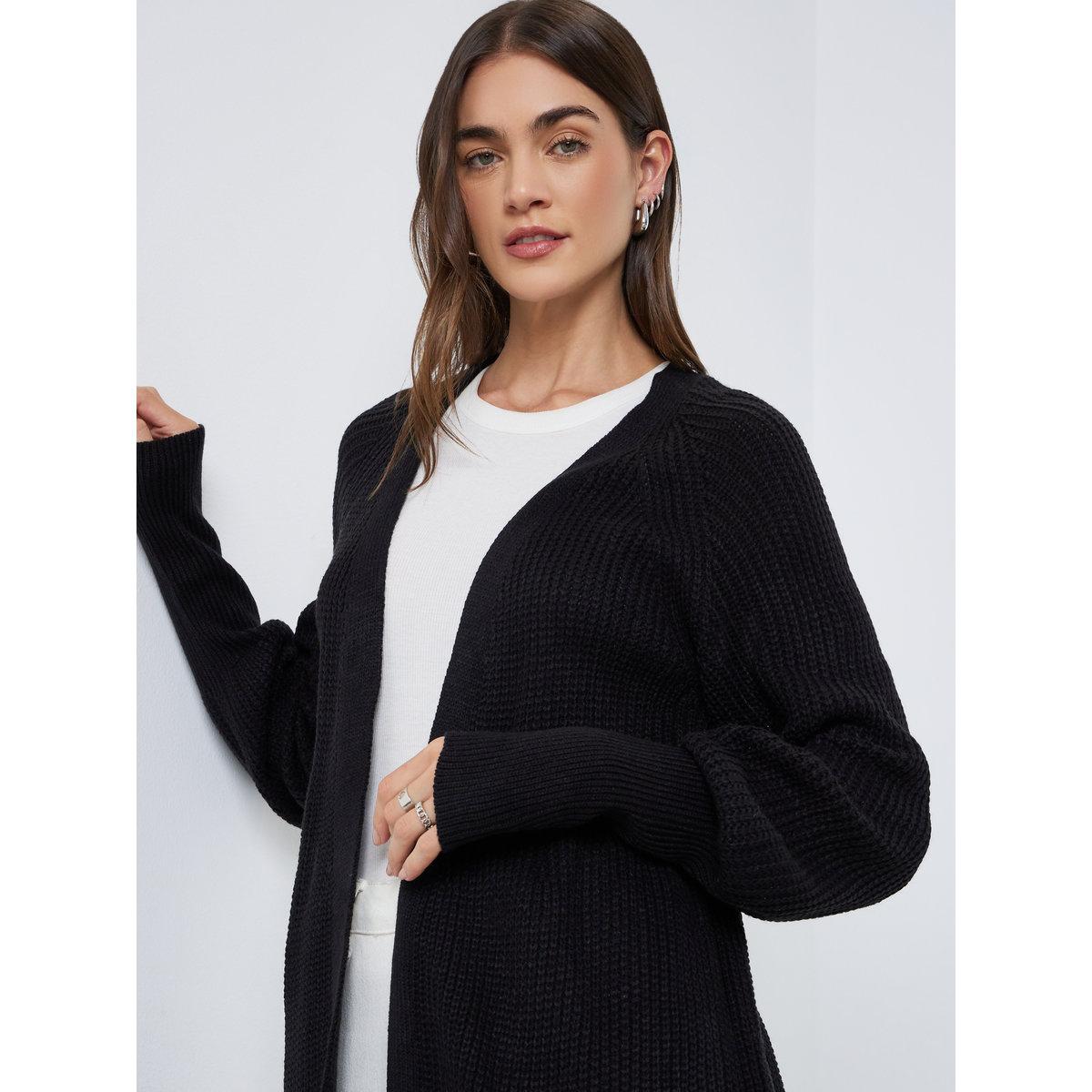 Styli Women Elegant Longline Black Cardigan-women-winterwear-cardigansandjumpers-jumpers-image-3